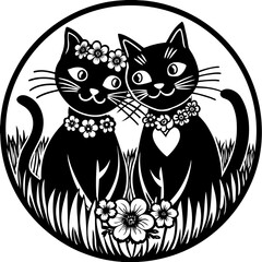 Two cats in love, Cute Cats in Love, Animals in love, cute cats, Springtime 