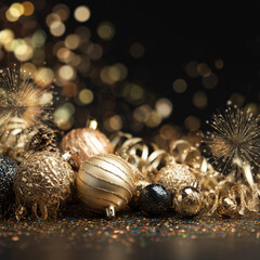 Christmas ornaments on a festive background with a cheerful mood for holiday celebrations