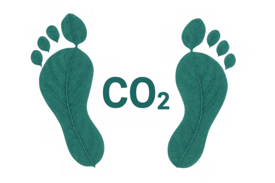 Green leaf footprints and co2 symbol illustrating environmental impact, carbon emissions, and sustainable living concepts - Powered by Adobe