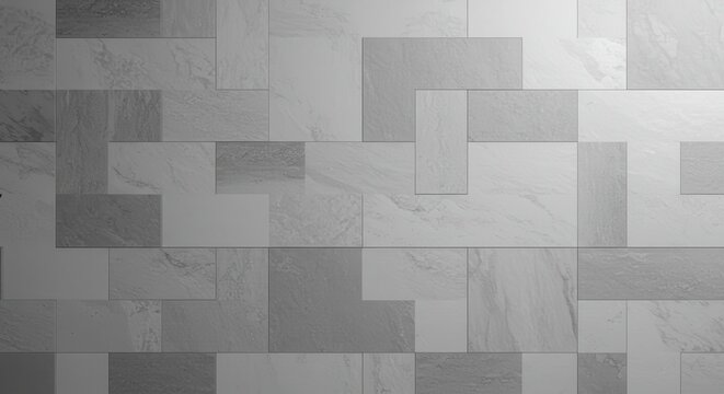 Interlocking rectangular stone pattern displays subtle variations in gray shades