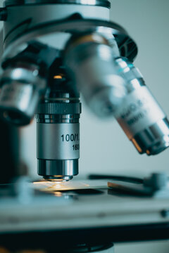 Precision optical microscope lens close-up