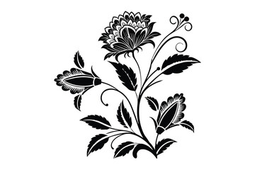 Black Leaf and Flower design vector on white background