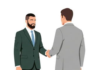 Fototapeta premium Two businessmen shaking hands in formal attire isolated on transparent background