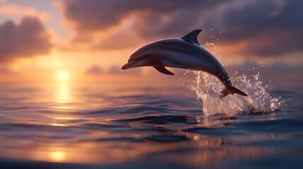 dolphin in sunset