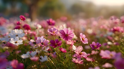 field of pink flowers