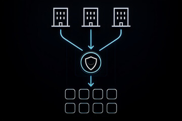 Enterprise security diagram showing data filtering through a firewall