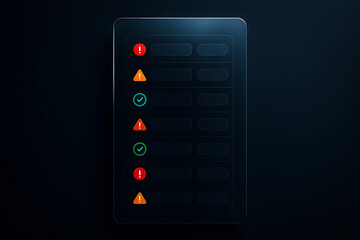 System health dashboard on tablet showing errors and warnings