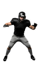 American Football Player in Action Posing Isolated on White Background