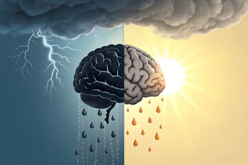 Duality of mind depicting good and bad thoughts, mental health, and emotional balance.