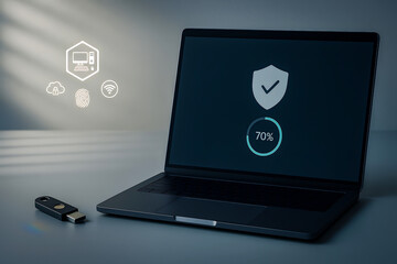 Laptop with multi-factor authentication scan and hardware security key