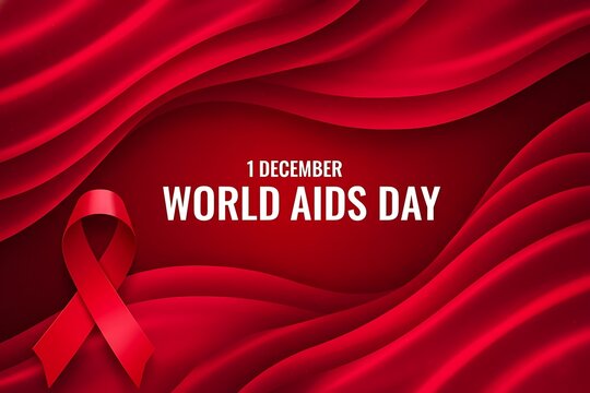 Official world aids day 1 december awareness symbol red ribbon