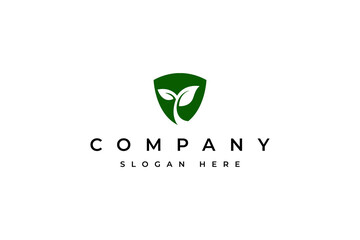 Obraz premium Plant sprout logo vector inspiration with shield badge design concept