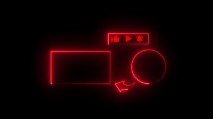 Neon end screen. Subscribe button and outro end screen outro card for gaming and video channel subscribe my channel. Animation 4k video. Neon glowing subscribe like and share button