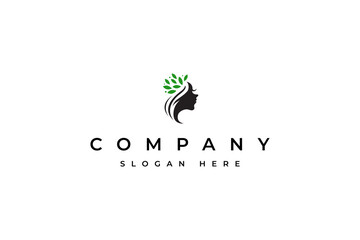 beauty woman and hair spa treatment logo design vector illustration