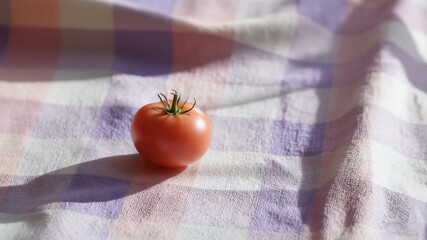 cherry tomatoes on wooden table with pink red check table cloth