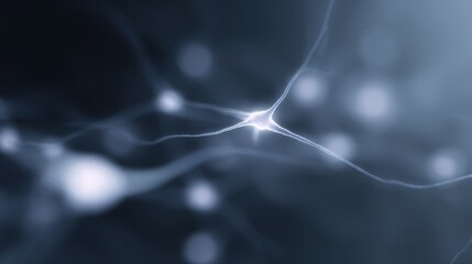 glowing neurons connecting through synapses, concept of communication and consciousness