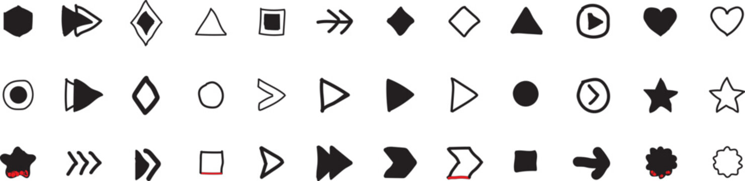 Collection of Black Geometric Shapes Symbols and Icons Set