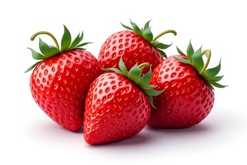 Fresh ripe strawberry isolated on white background. For use in food, health, nutrition, diet, fruit, and organic farming concepts. Ideal for advertising, packaging, and healthy lifestyle promotions
