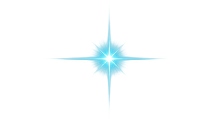 A bright blue lens flare isolated on transparent background, perfect for overlays