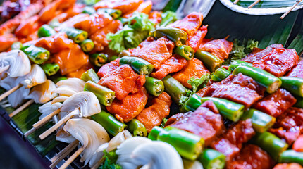 Shashliks sold at Bangla Night Market in Patong, Thailand