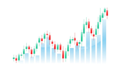 Stock market chart showing an upward trend isolated on transparent background