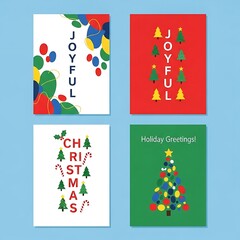 Fototapeta premium Holiday season greetings with colourful cards for festive celebrations