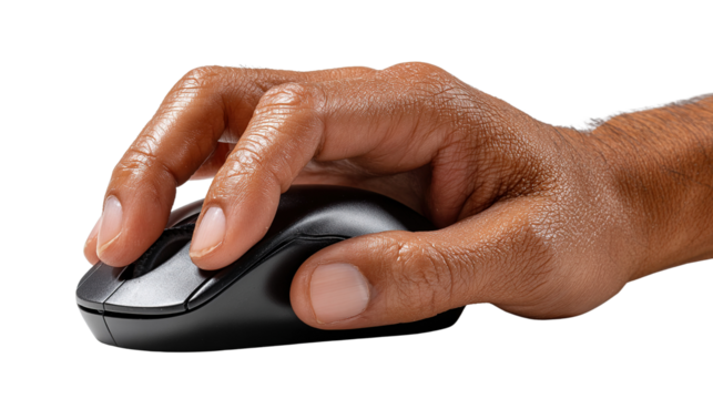 Navigating the Digital Realm: A hand skillfully maneuvers a wireless computer mouse, embodying the precision and control of modern technology.