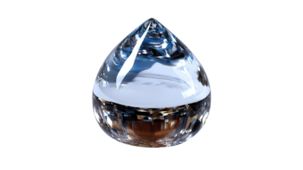 Water Drop - Purity and Clarity: A crystal-clear water drop, embodies purity, freshness, and the vital essence of life, reflecting a scene with serene colors