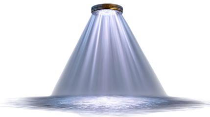 Shining Cascade of Water: A captivating image features a cascade of water, emanating from a circular source, creating a refreshing display of fluidity and purity. 