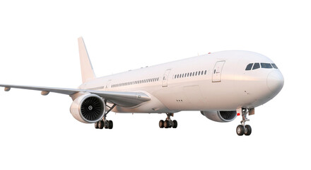 Obraz premium White passenger airplane isolated on transparent background ready for transportation