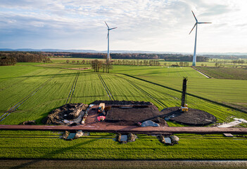 Windkraft - Repowering, Bauplatz für Fundament und Sockel einer neuen Windkraftanlage.