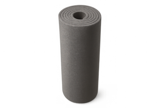 Rolled grey felt mat for yoga and fitness, exercising and stretching, isolated on transparent background - Powered by Adobe