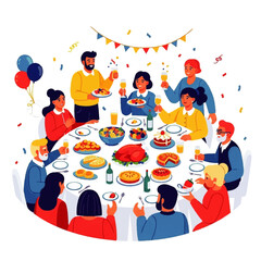 Festive Family Gathering Around a Delicious Dinner Table.