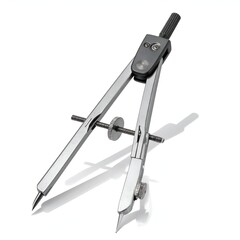 Close-up view of a precision compass tool on a white background, ideal for engineering and design work