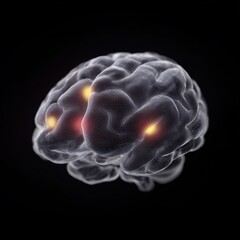 3D brain scan with highlighted anxiety zones, educational infographic