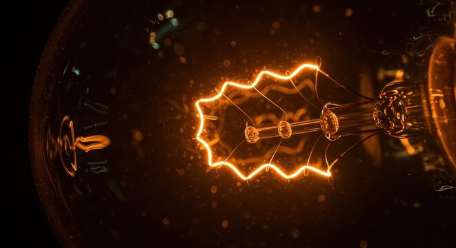Incandescent light source glows brightly with a warm orange filament detail
