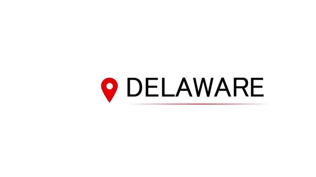 Delaware Location Animation | GPS Map Pin Tracking Icon 4K with Alpha Channel , Animated Delaware Map Marker | GPS Tracking Location Pin Transparent Background