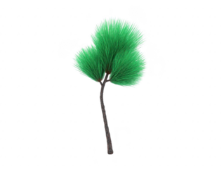 Pine tree with lush green needle foliage and textured brown trunk, isolated on transparent background, evokes sense of tranquility and natural beauty, perfect for landscape or nature themes