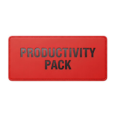 Red productivity pack with text isolated on transparent background