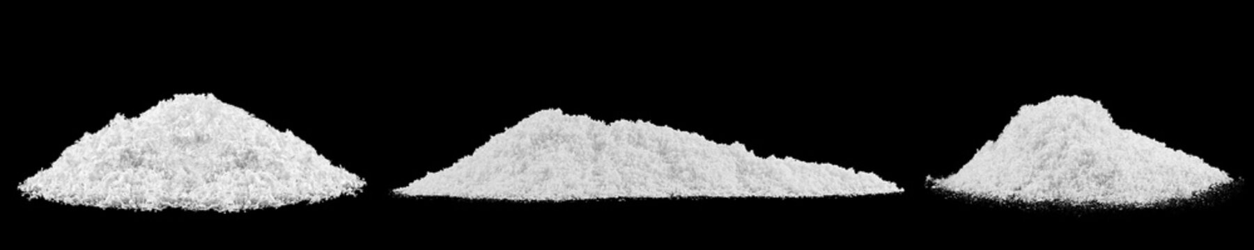 Fototapeta Collection of snowdrifts on a black background. Snowhills. Christmas night.