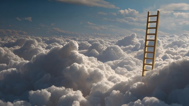 Broken Ladder Reaching Into the Sky Symbolizes Unattainable Dreams and the Struggle for Progress