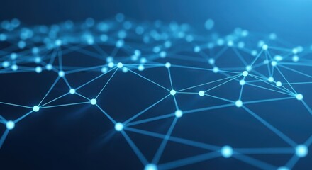 Abstract blue network of glowing nodes and lines