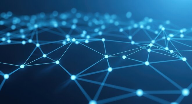 Abstract blue network of glowing nodes and lines