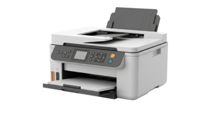 Modern inkjet printer isolated on transparent background for home or small office