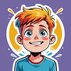 Happy young boy smiling with bright hair on colorful background  