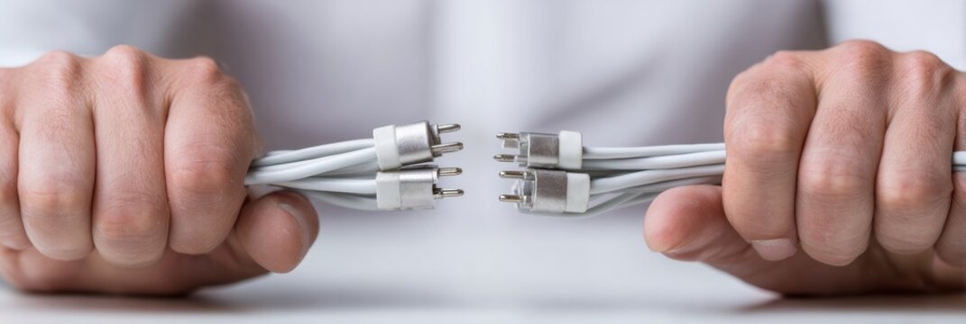 Businessman Connecting Cables to Solve Technological Problems During System Restoration