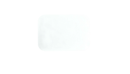 A white, rectangular object with rounded corners floats on a black background