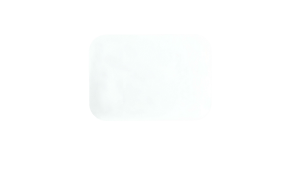 A white, rectangular object with rounded corners floats on a black background
