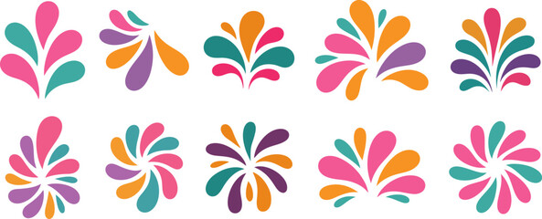 Dynamic Colorful Abstract Floral Splash Set