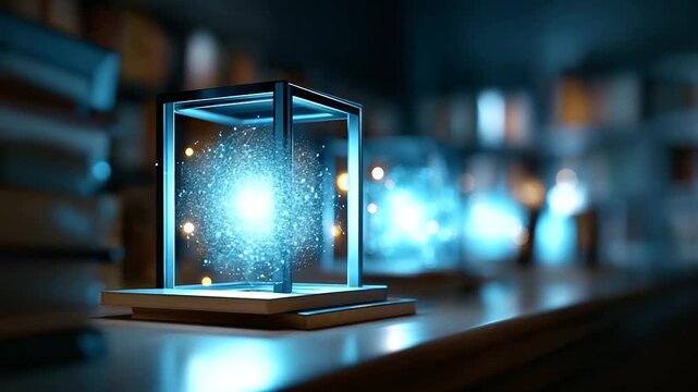 AI in e library concept faceless framing room gently defocused knowledge base on internet digital library e books e learning knowledge network with copy space